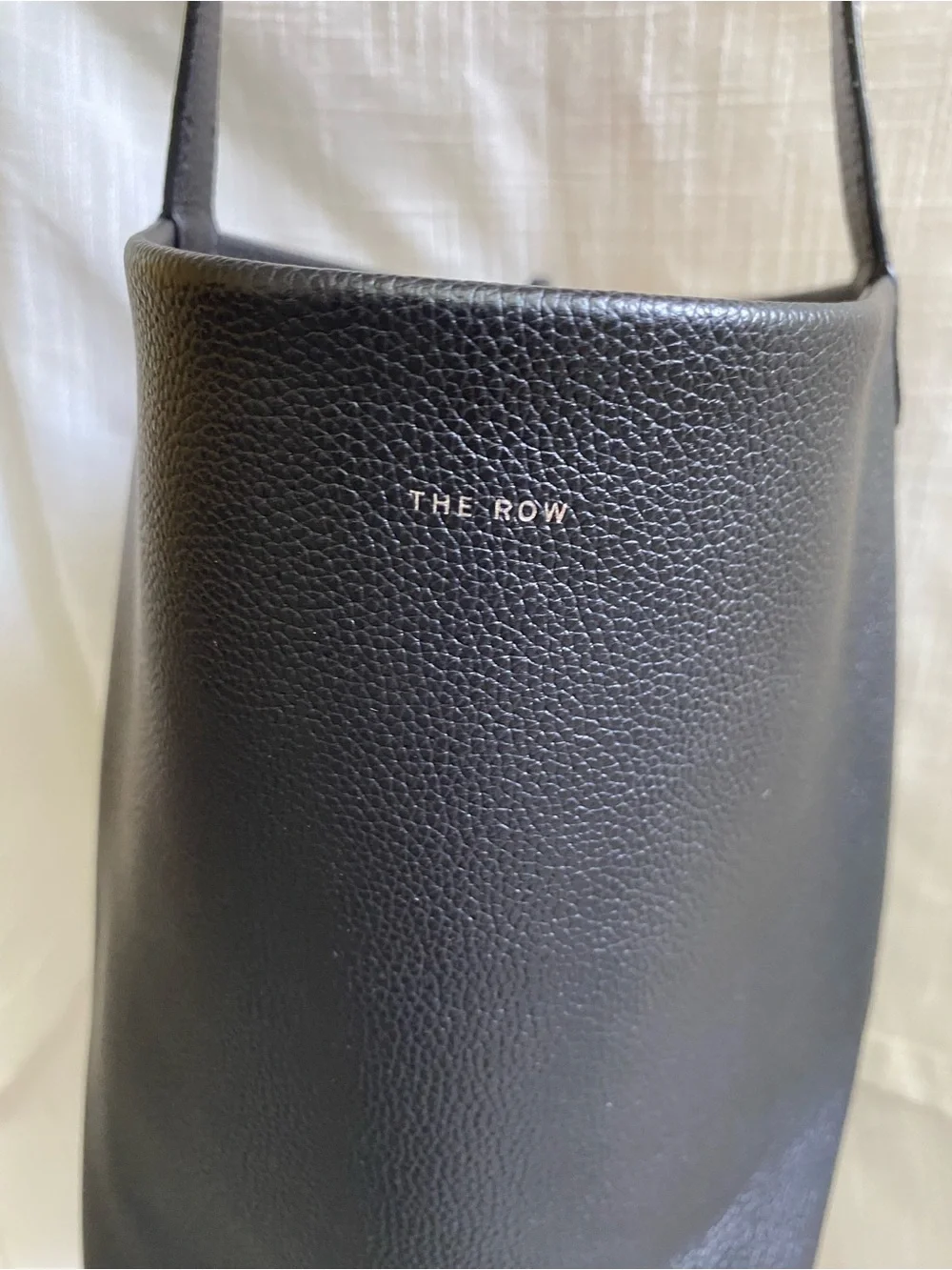 The Row N/S Park Medium Tote in Black Grained Calfskin with Tan Suede Interior